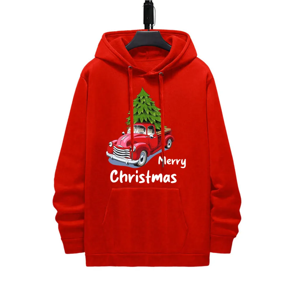 MERRY CHRISTMAS PATTERN PRINTED HOODIE