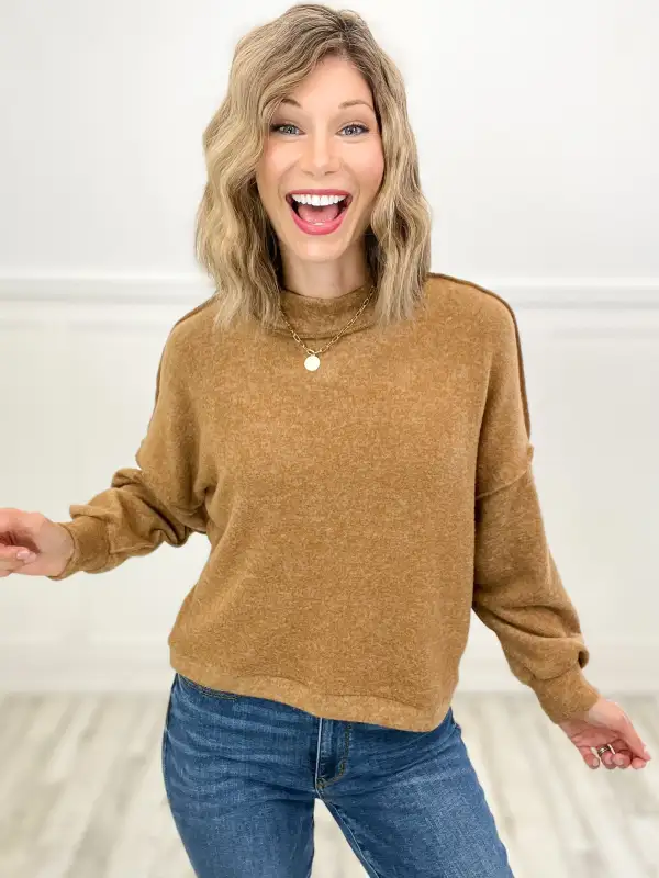 One For The Ages Brushed Melange Hacci Sweater Top - A