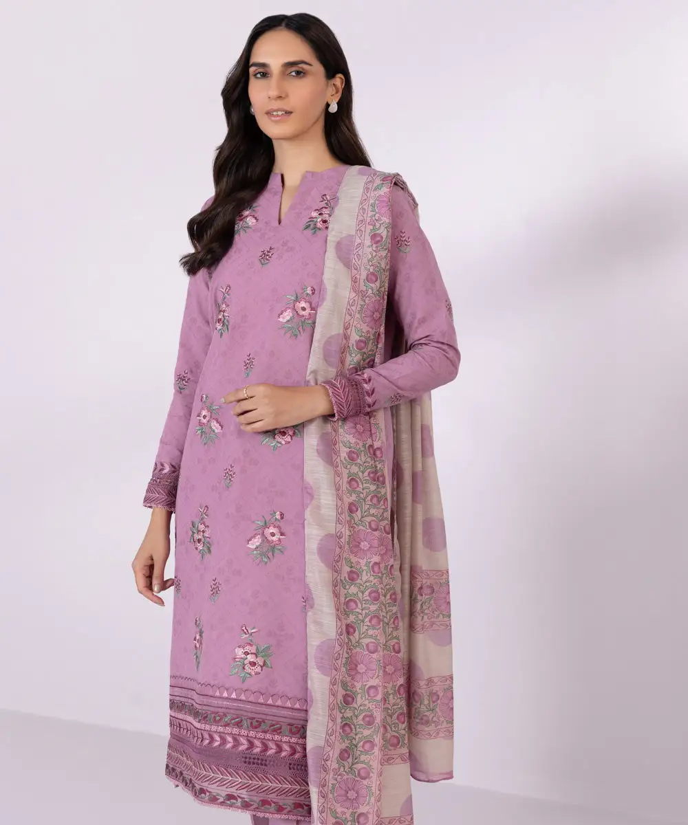 3 Piece - Embroidered Jacquard Suit