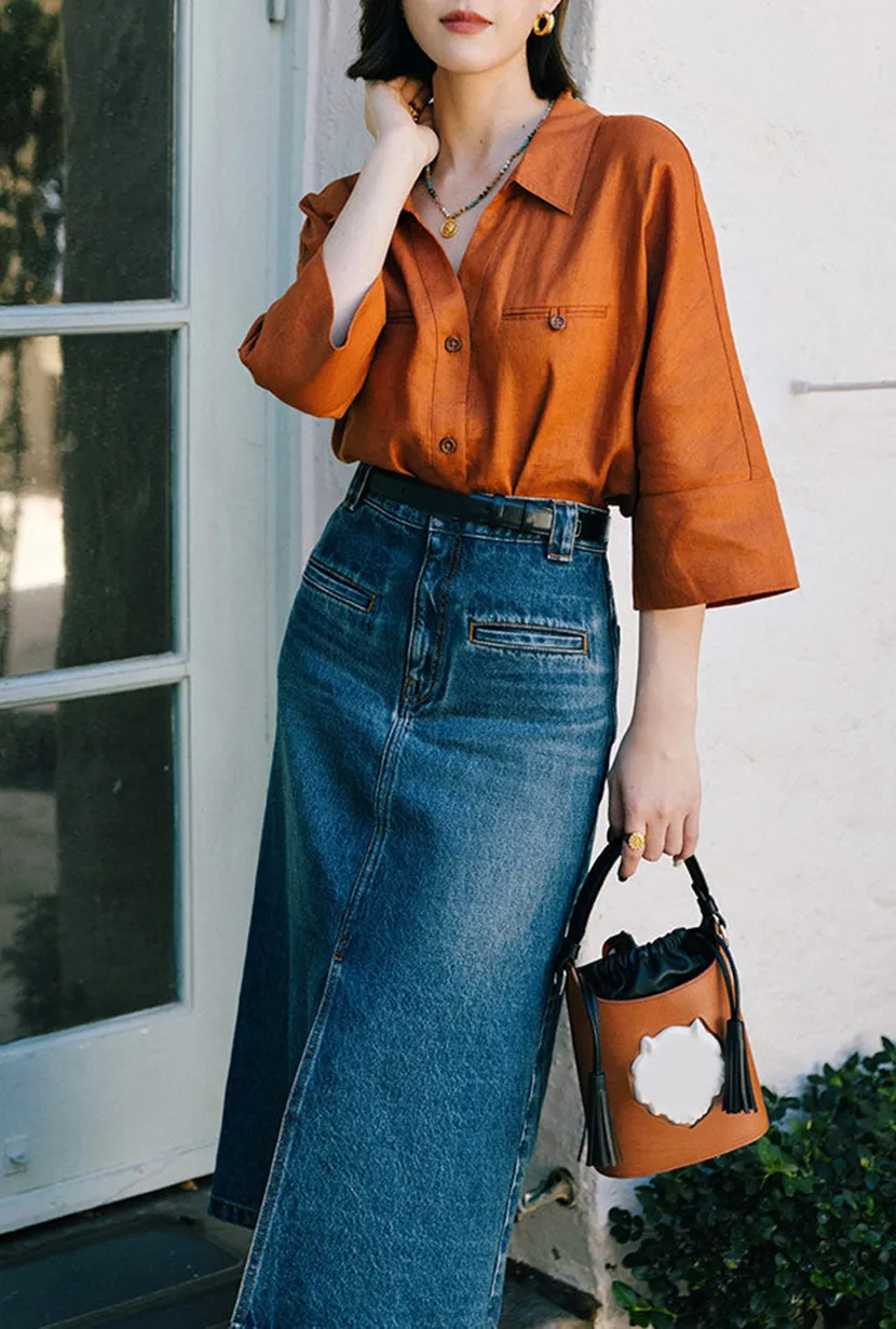 Antoine Linen Blouse - Ginger