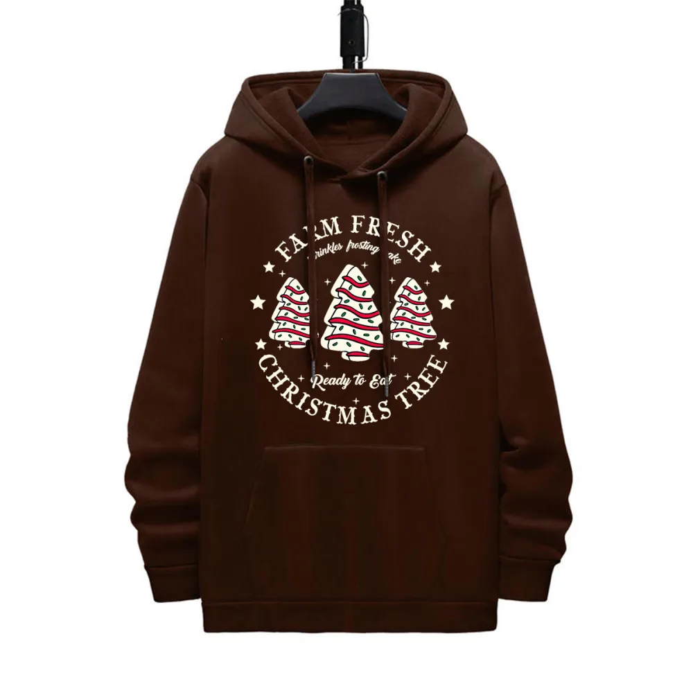 FARM FRESH CHRISTMAS TREE PATTERN PRINTED HOODIE