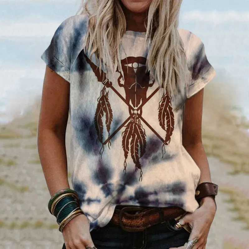 Women'S Western Tie-Dye Arrow Graphic T-Shirt