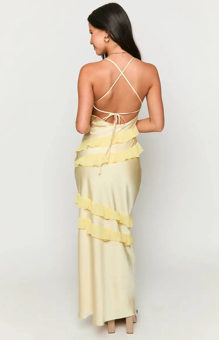 Inara Yellow Ruffle Maxi Dress