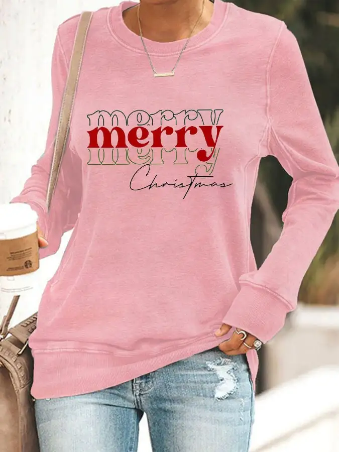 Women's Merry Christmas Printed Sweatshirt