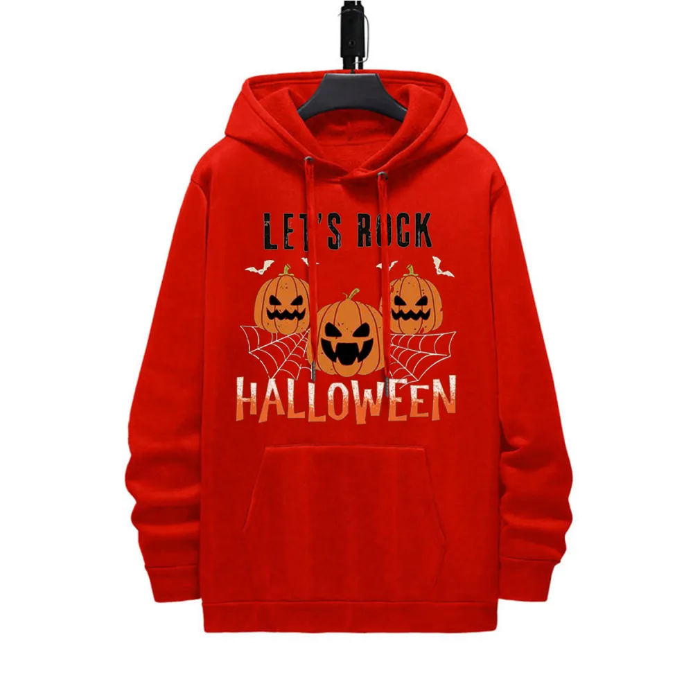 LET'S ROCK HALLOWEEN PATTERN PRINTED HOODIE