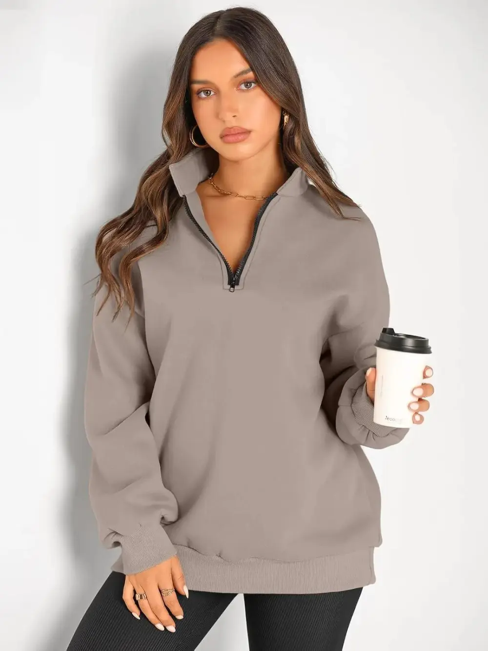 Oversized Sweatshirts Half Zip Pullover Long Sleeve