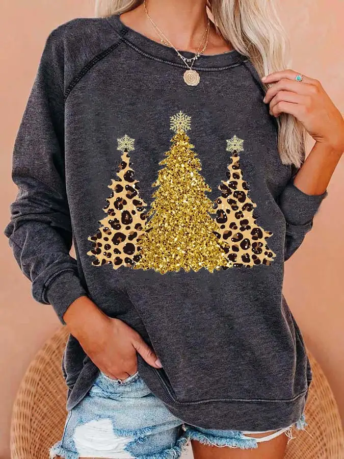 Women's Leopard   Tree Print Sweatshirt