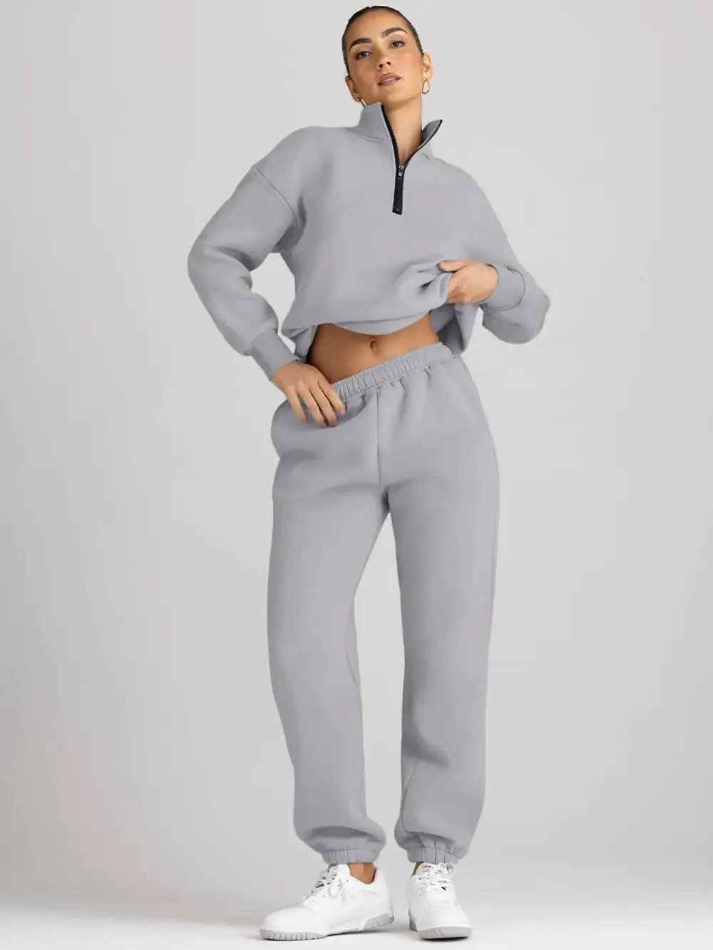 2 Piece Sweatsuits Long Sleeve Half Zip Pullover and Baggy Sweatpants