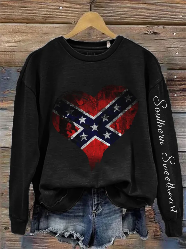 Southern Sweetheart Rebel Flag Heart Sweatshirt