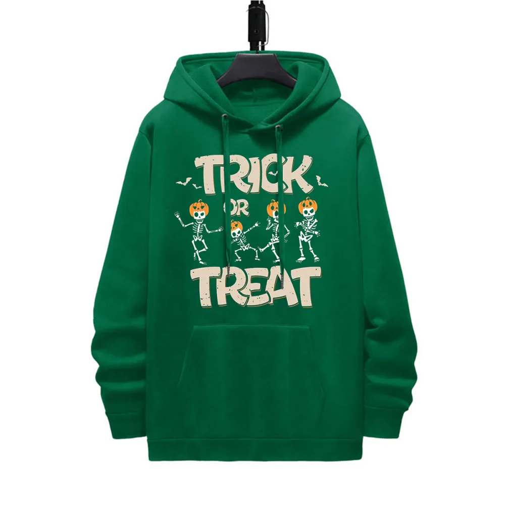 TRICK OR TREAT HALLOWEEN PATTERN PRINTED HOODIE