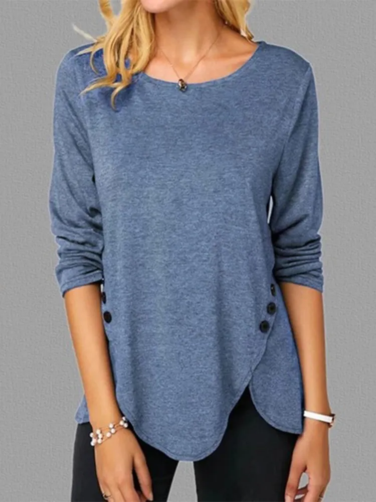 Casual Solid Color Irregular T-shirt