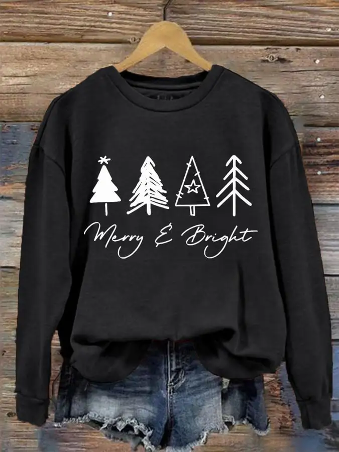 Women's Christmas Merry & Bright Printed Sweatshirt