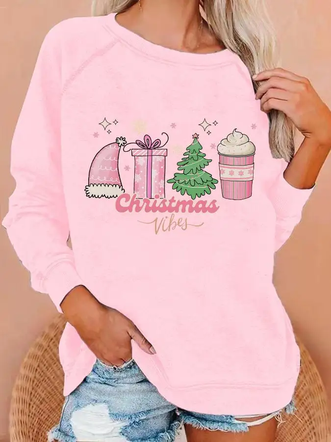 Women's Christmas Vibes Print Sweatshirt