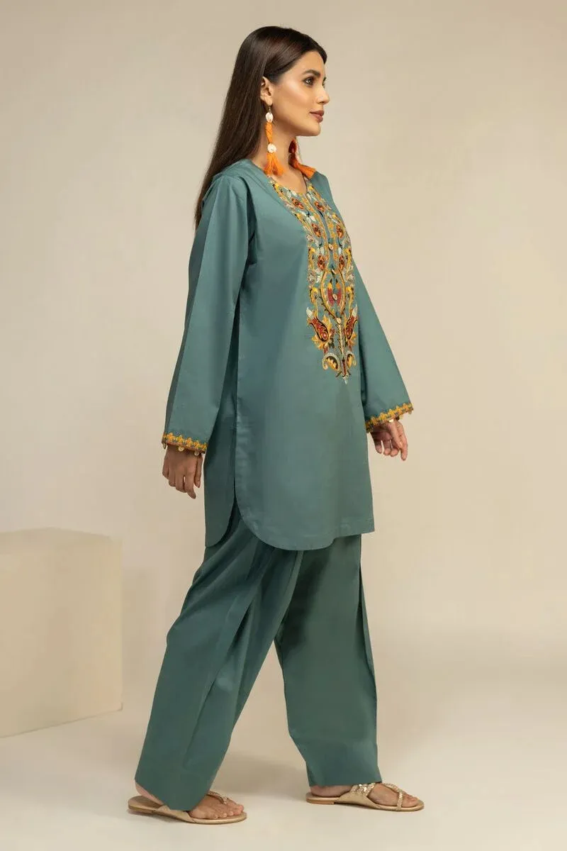 2 Piece | Kurta & Pants | Color Navy Green