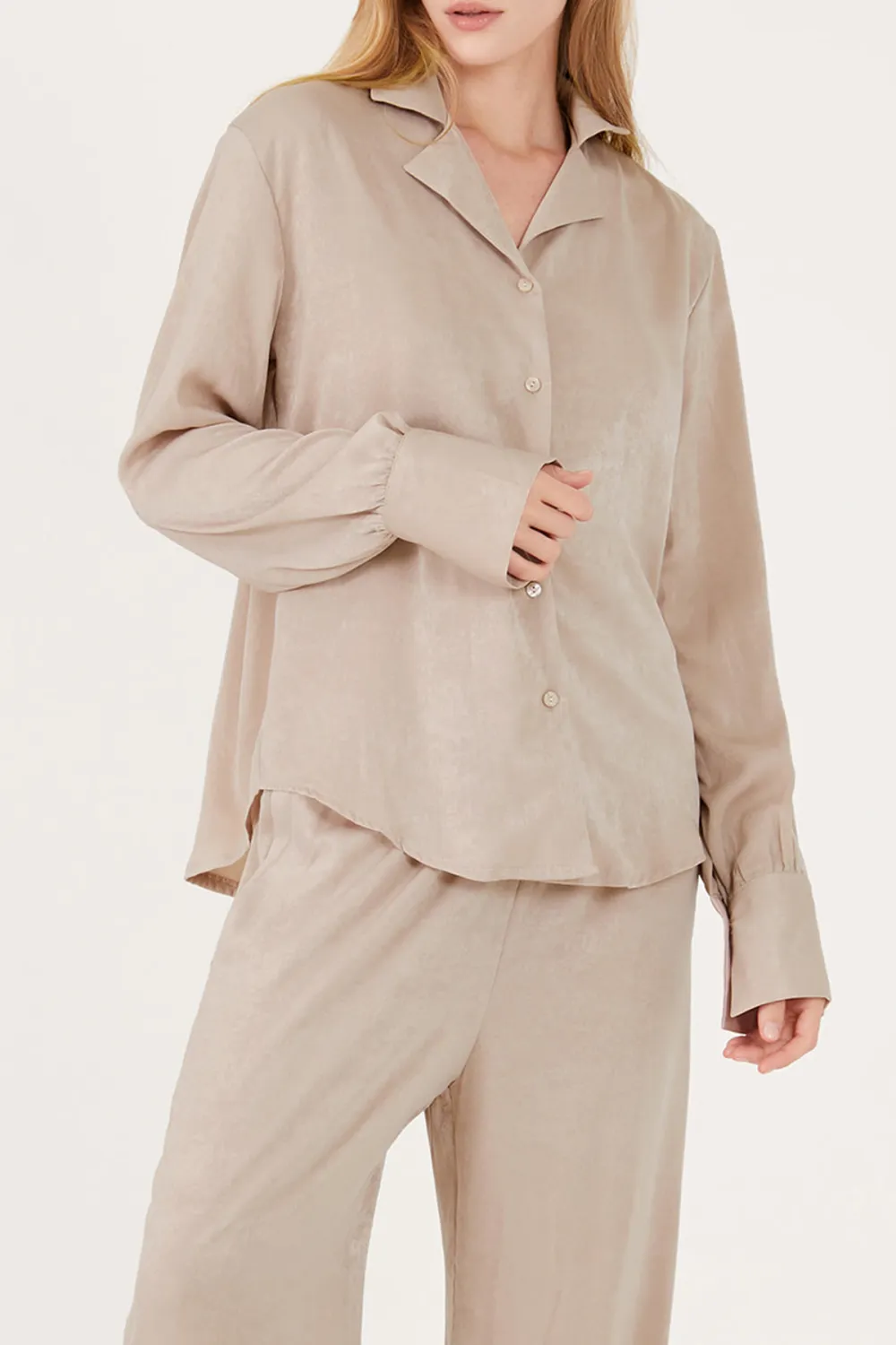 Rose Matte Satin Oversized Shirt