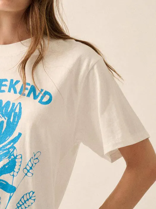 Garment Washed Le Weekend Graphic T-shirt