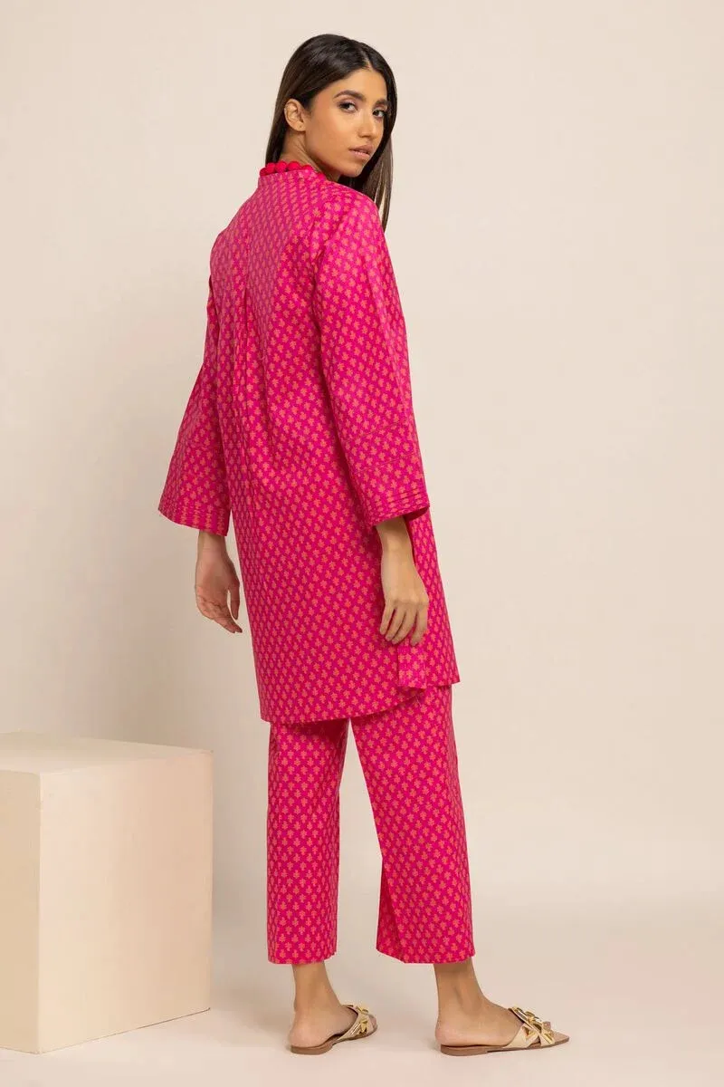 2 Piece | Kurta & Pants | Color Dark Pink