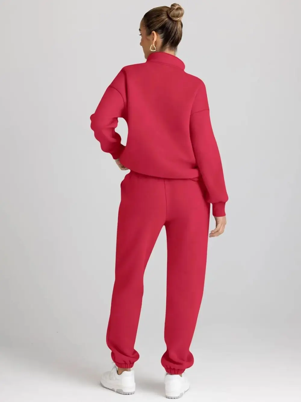 2 Piece Sweatsuits Long Sleeve Half Zip Pullover and Baggy Sweatpants