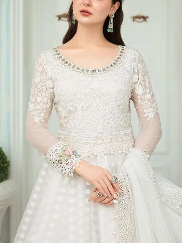 Elegant simple embroidery wedding ladies dress