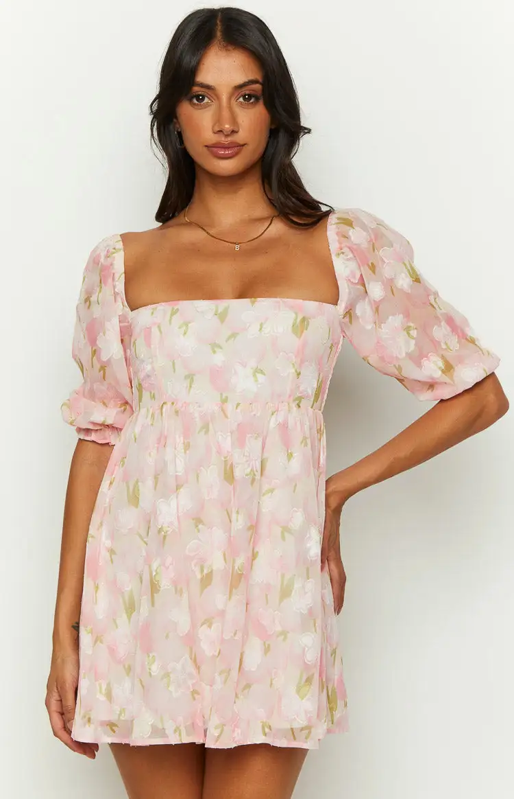 Rubi Pink Floral Babydoll Mini Dress