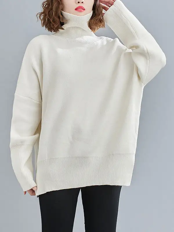 Original Solid High-Neck Knitting Sweater