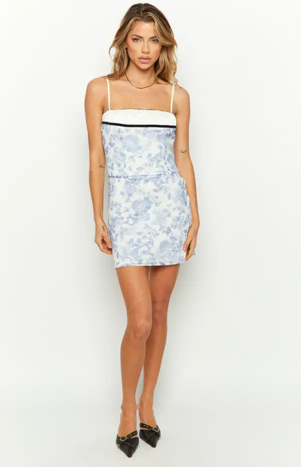 Gianna Blue Print Mini Skirt