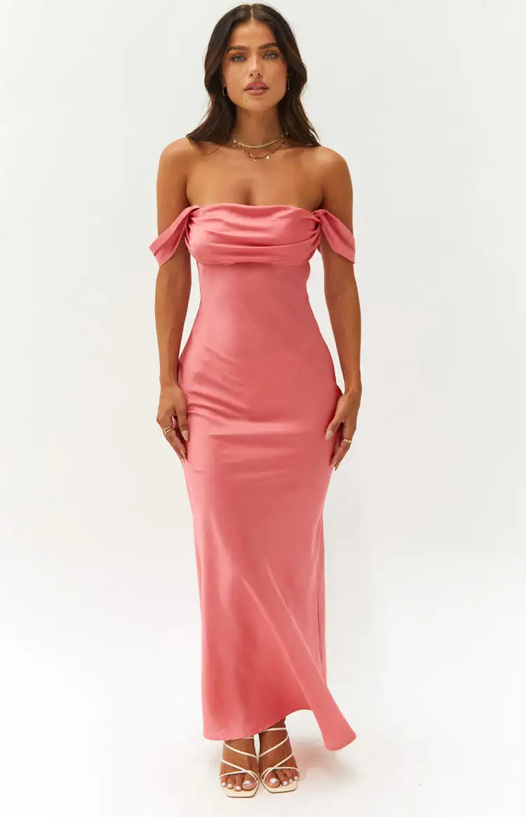 Ella Pink Off Shoulder Formal Dress