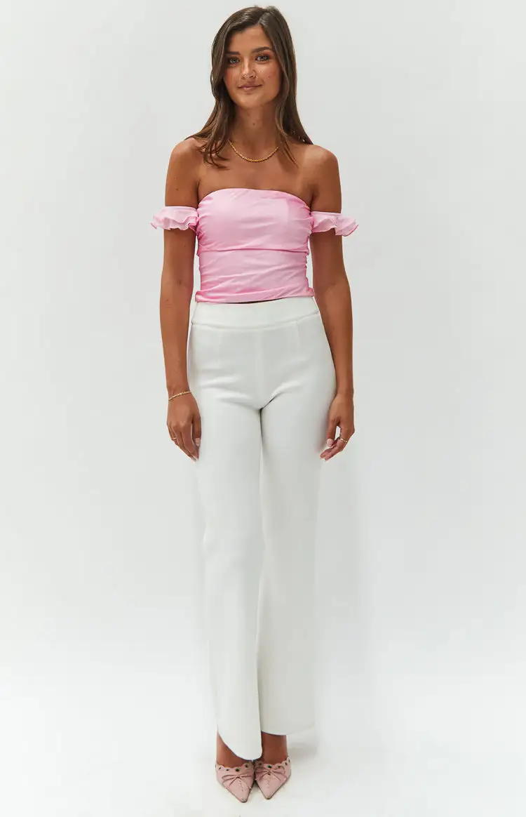 Silvia Pink Satin Crop Top