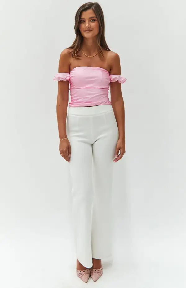 Silvia Pink Satin Crop Top