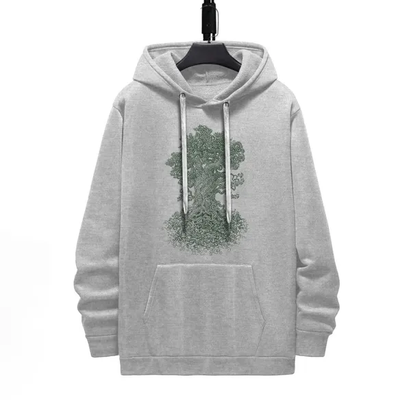 FOREST TREE PATTERN PRINTED HOODIE