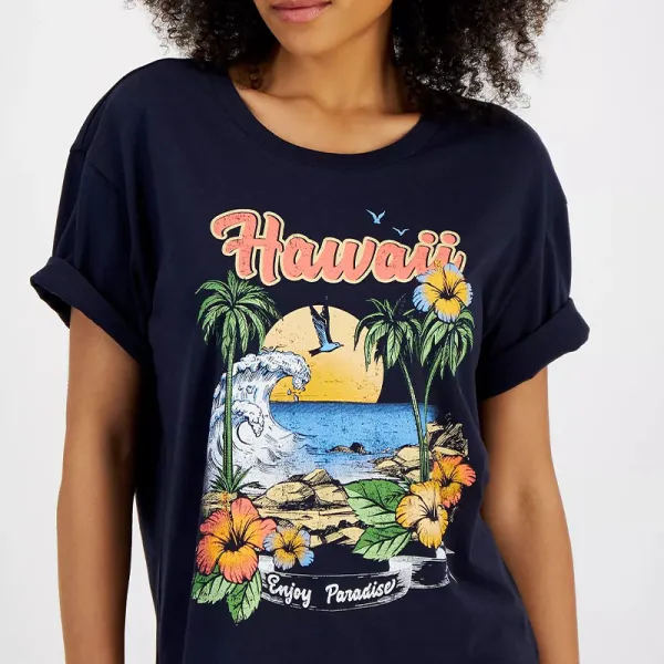 Women's Hawaii Enjoy Paradise Funny Pattern Printed Tee