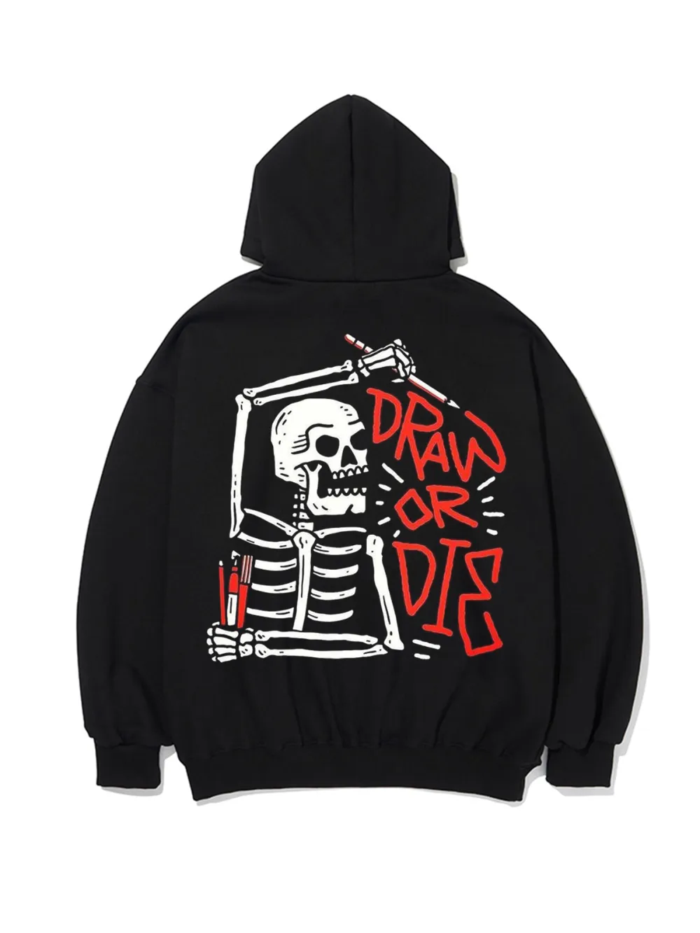 DRAW OR DIE PATTERN PRINTED HOODIE