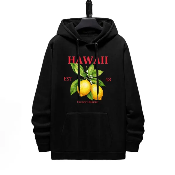 HAWAII LEMON PATTERN PRINTED HOODIE