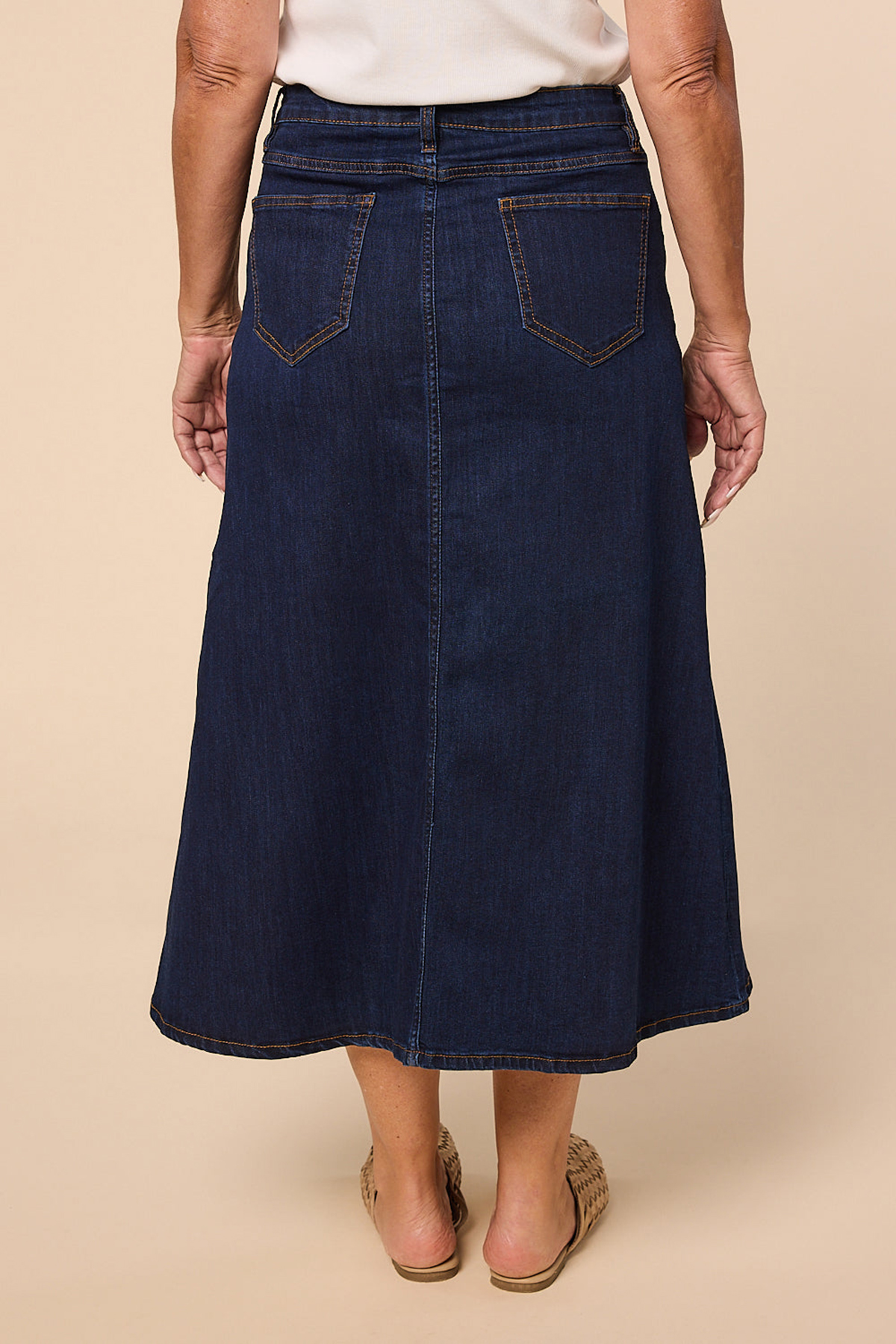 Adrift Denim A-Line Skirt in Dark Wash