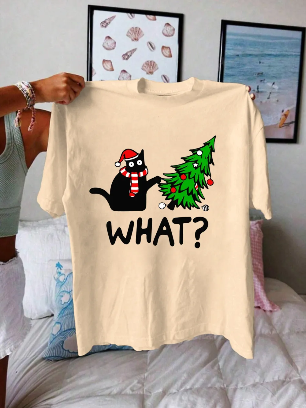 Kitty Santa Lady T-shirt