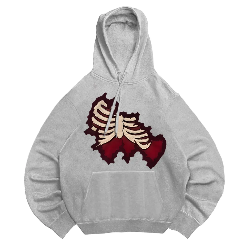 Hooded basic skeleton sweatshirt