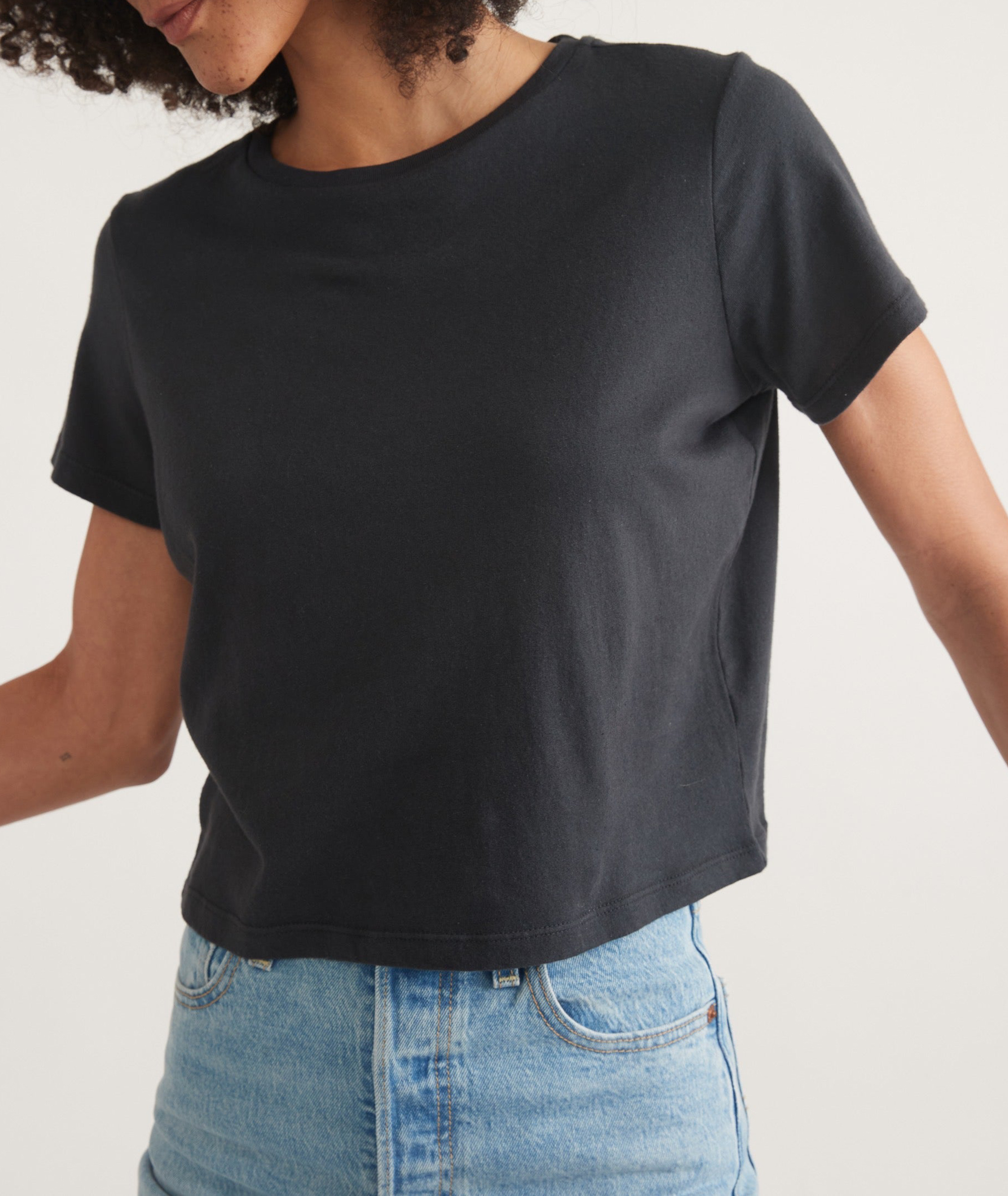 Faded Black Easy Crew Crop Tee