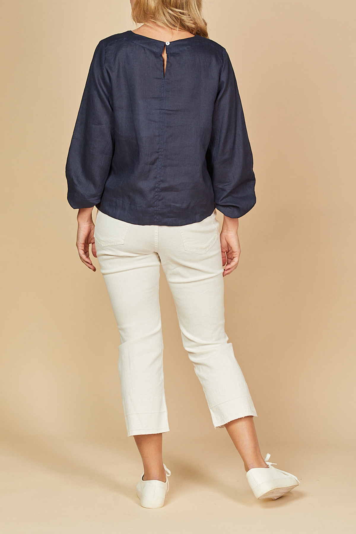 Audrey Linen Blouse In Navy