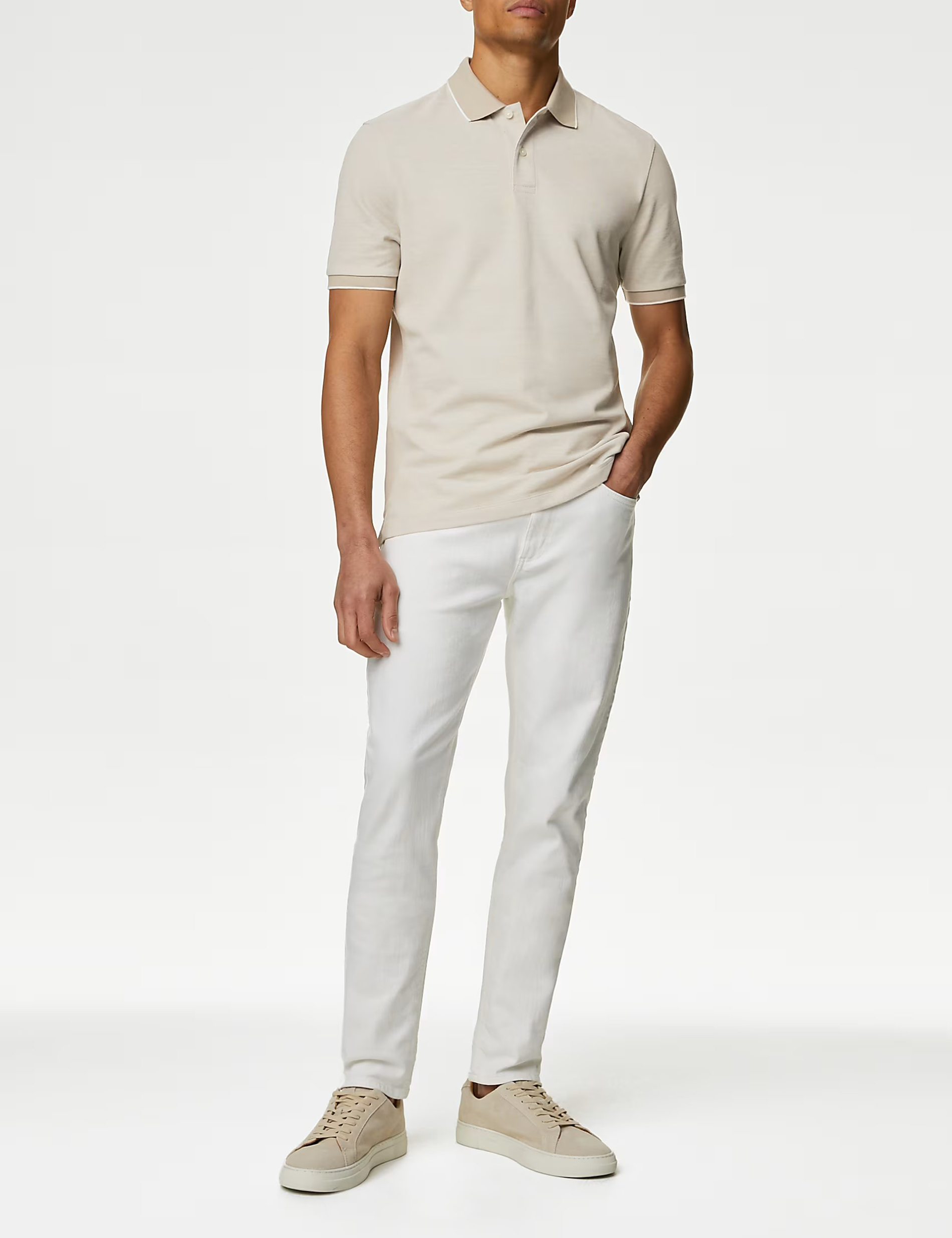 Pure Cotton Tipped Pique Shirt