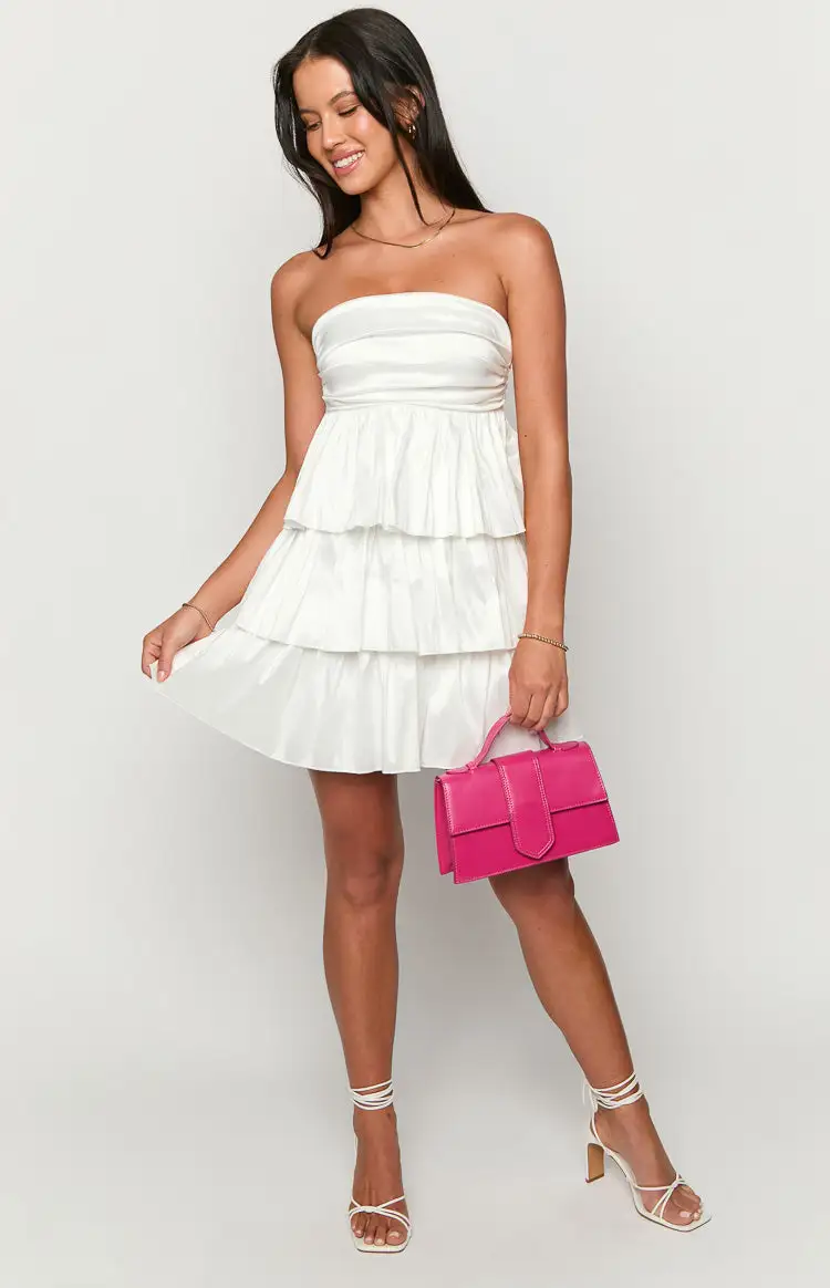 One Wish White Strapless Mini Dress