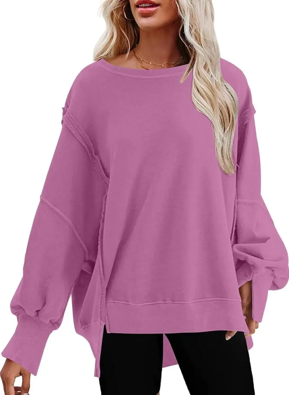 Oversized Reverse Seam Sweatshirt Long Sleeve Crewneck Pullover