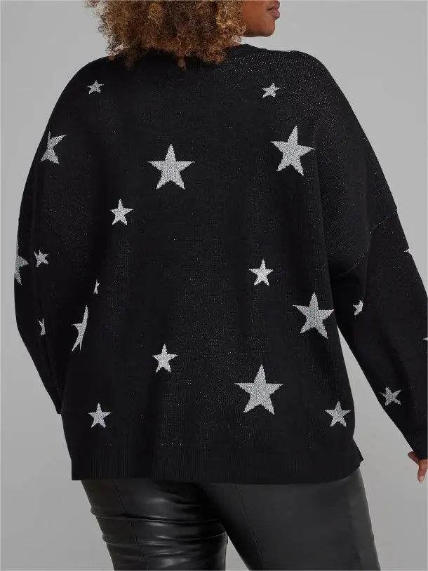 Metallic Star Pullover Sweater