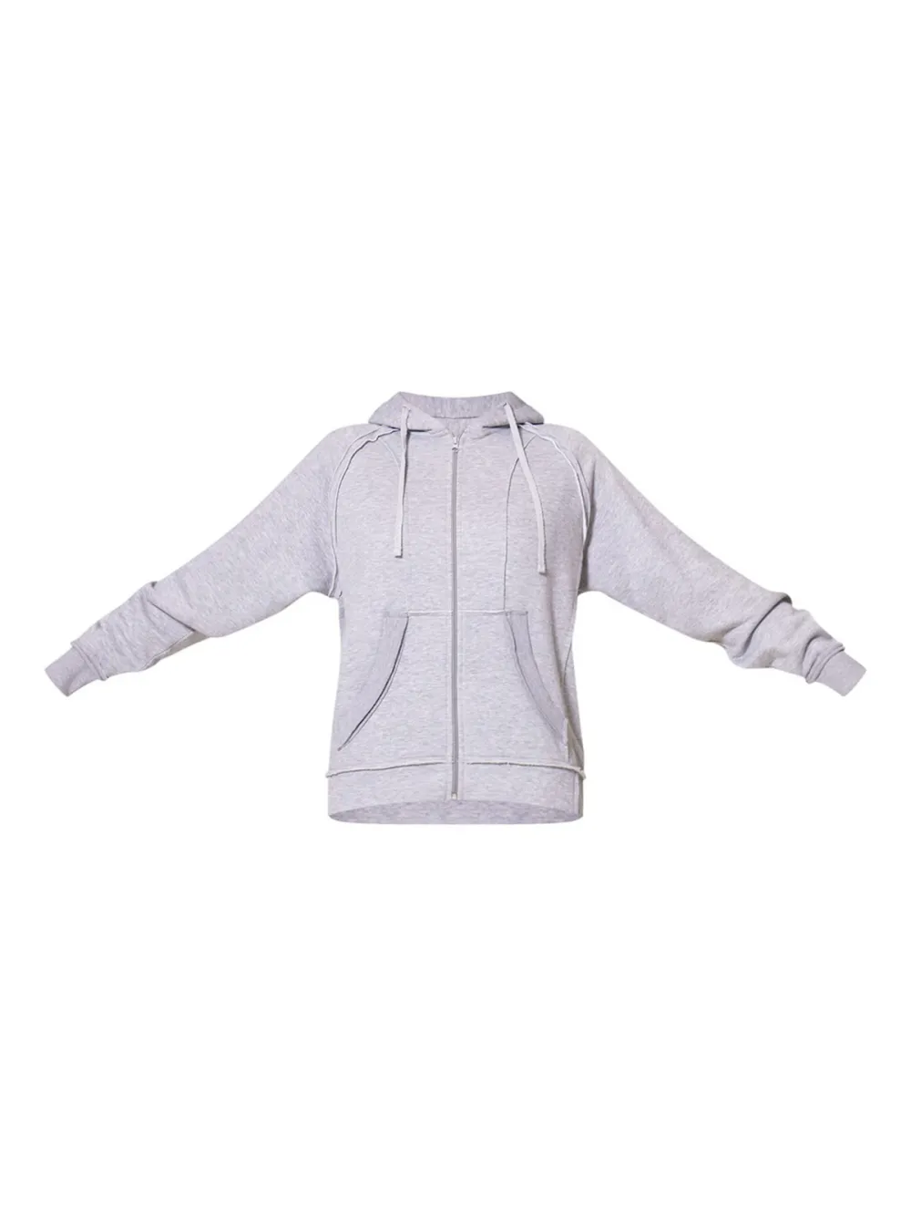 Grey Marl Exposed Seam Detail Zip Up Hoodie