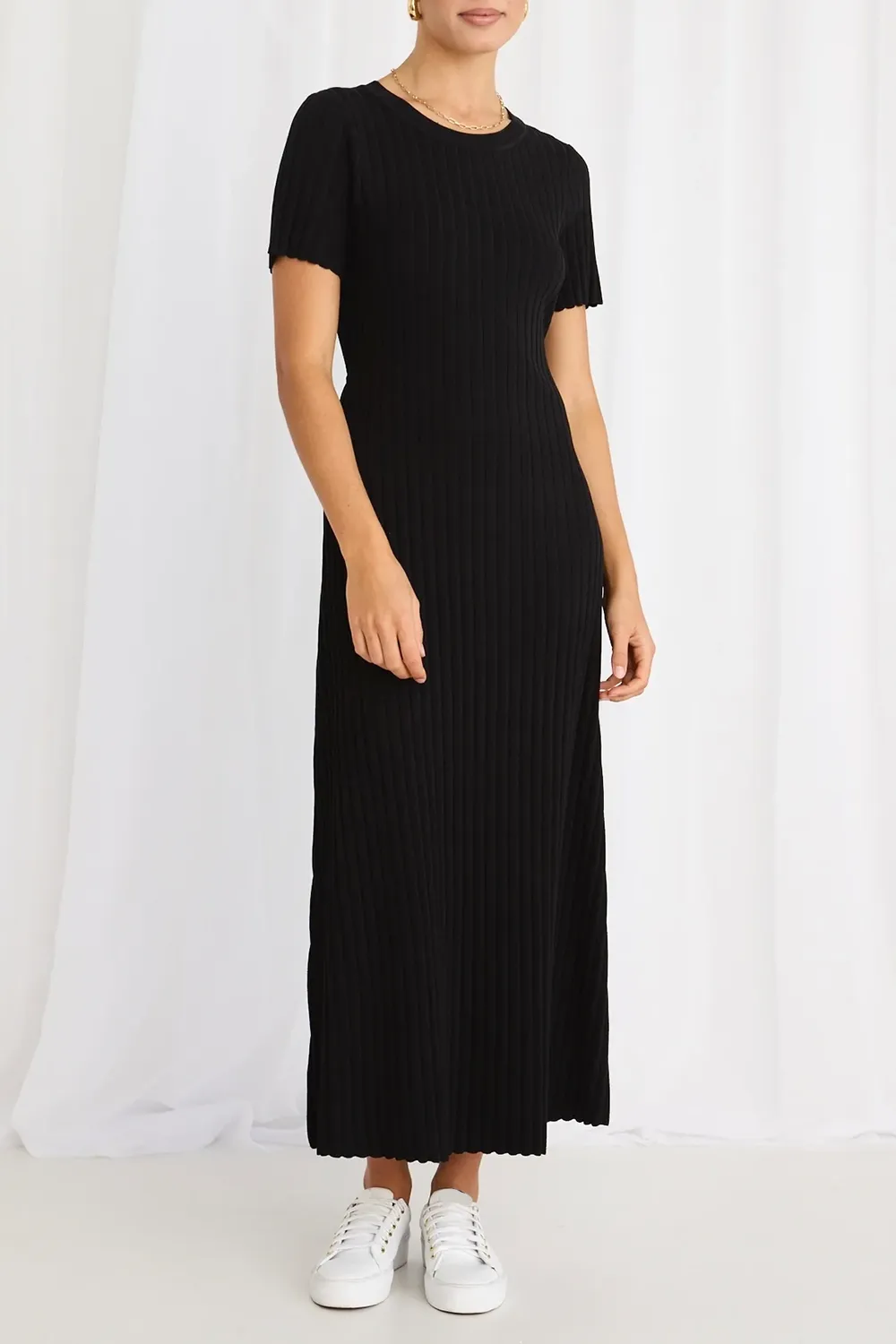 Taken Black Crew Neck SS Knit Dress