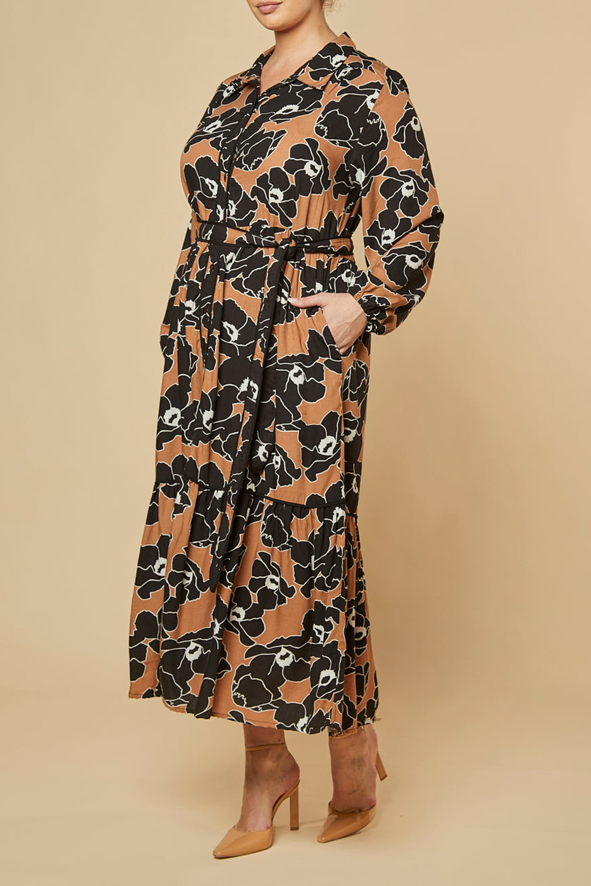 Ginette Billow Sleeve Maxi Dress in Autumn Lily