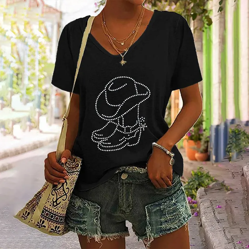 Western Cowboy Boot Print T-Shirt