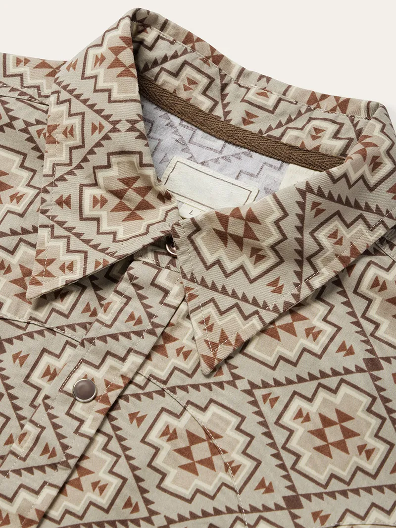 Brown Aztec Poplin Western Shirt