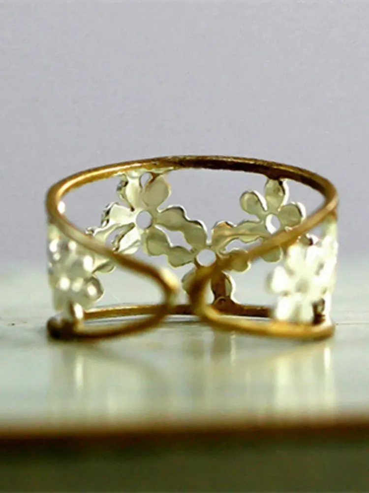 Floral Hollow Carving Adjustable Ring