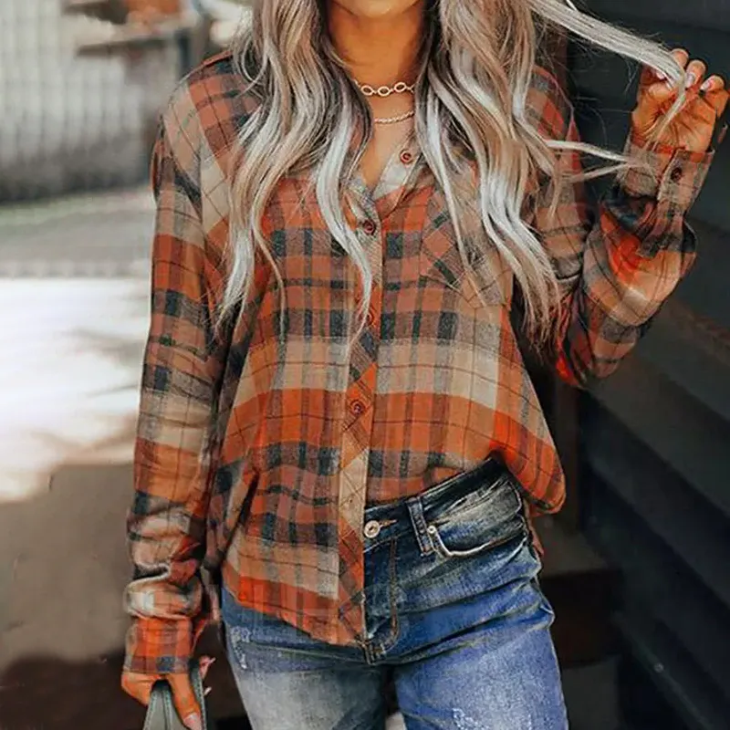 Casual Vintage Check Long Sleeve Shirt