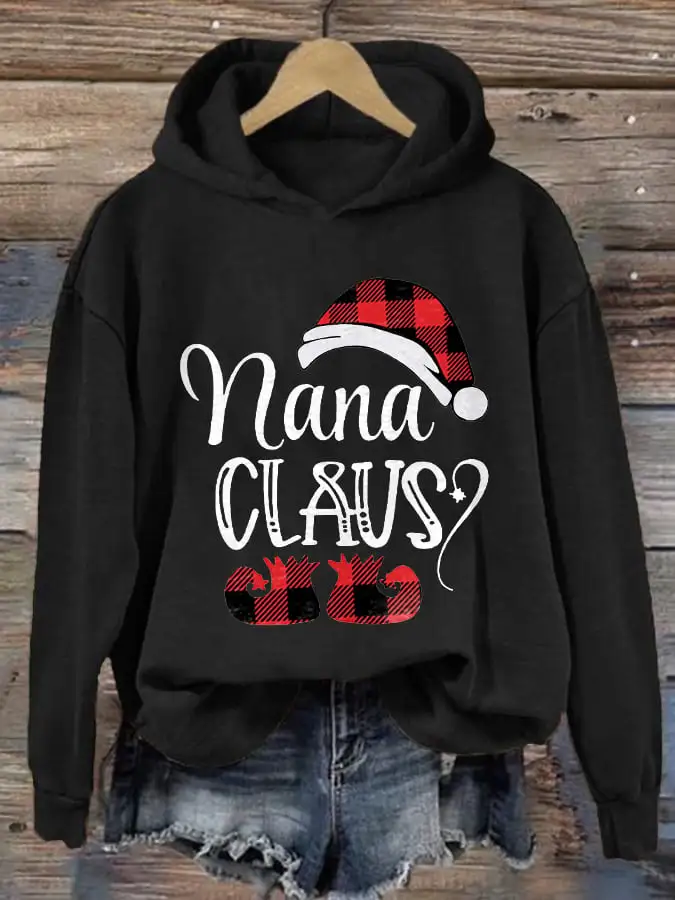 Women's Casual Nana Claus Printed Long Sleeve Sweatshirt